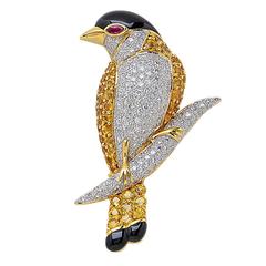 Diamond 
Sapphire Bird Brooch