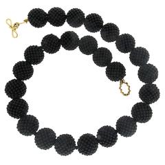 Black Onyx Woven Ball Necklace 1