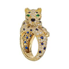 Cartier Diamond and Sapphire Panthère Ring