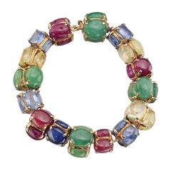 Multicolored Gemstone Rondelle Bead Bangle