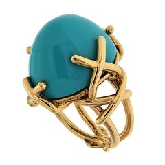 Oval Turquoise Cabochon gold Ring