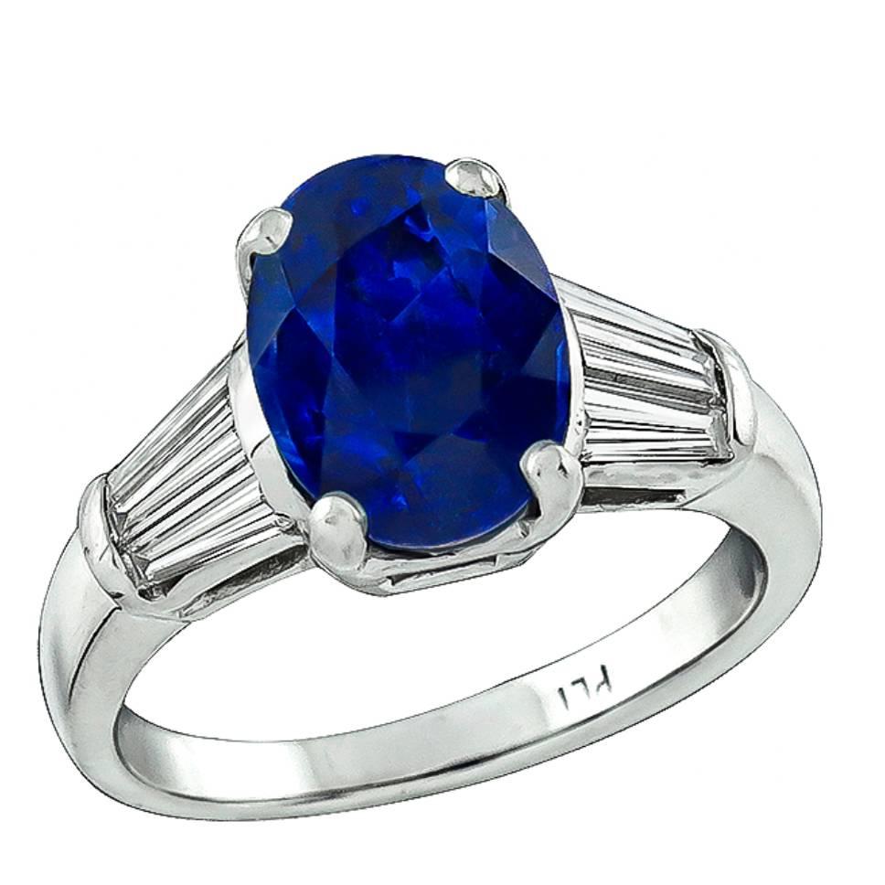 Stunning 4.53 Carat Natural Sapphire Diamond Ring For Sale