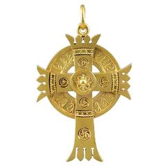 Intricately Designed Antique Gold Celtic Cross 