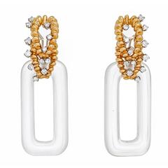 Stunning Rock Crystal Diamond Gold Earpendants