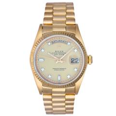 Rolex yellow gold diamond President Day-Date Automatic Wristwatch Ref 18038
