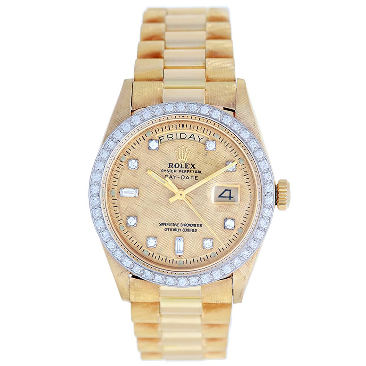 Rolex yellow gold diamond President Day-Date automatic wristwatch 