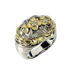 Stambolian Silver Gold Flower Ring