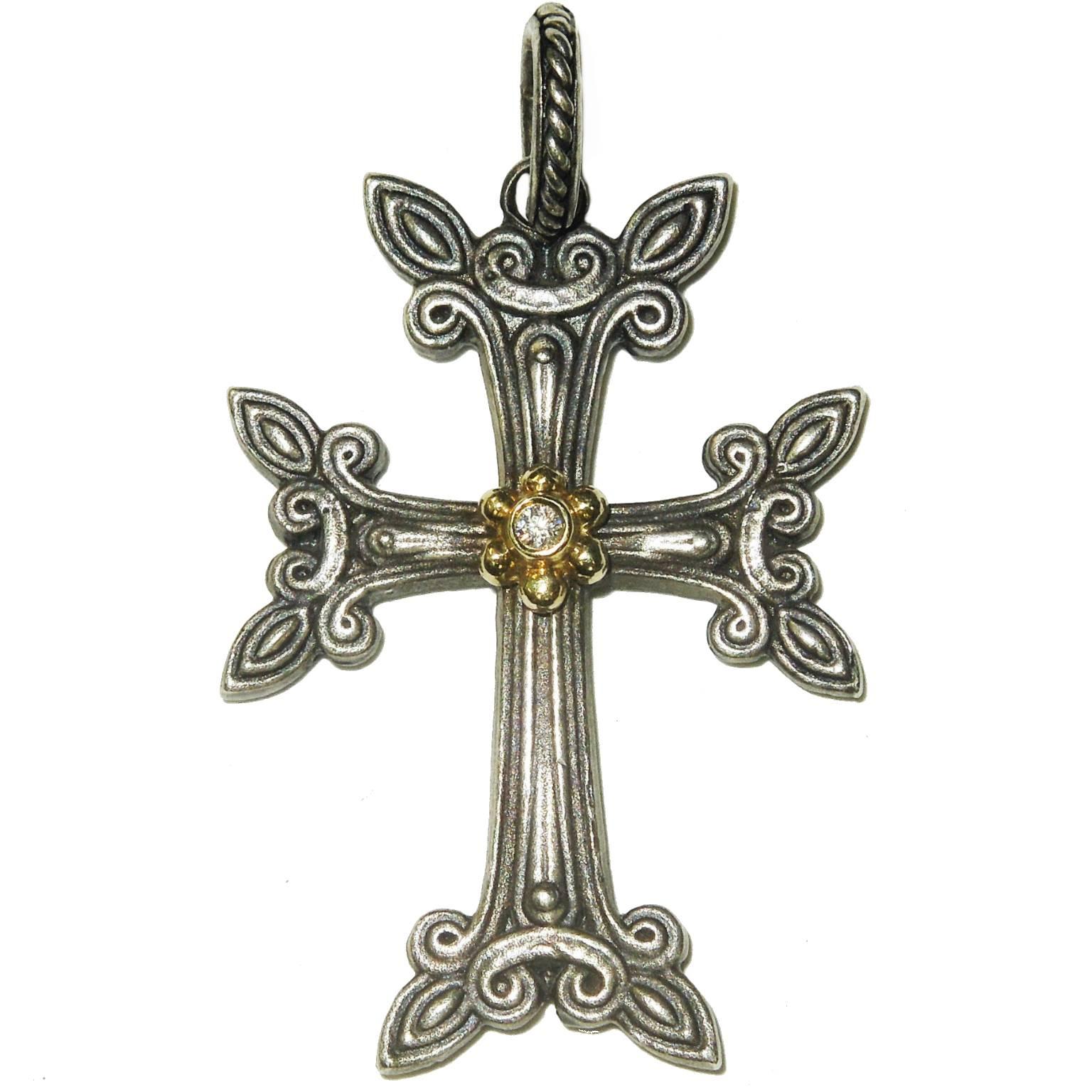 Stambolian Diamond Silver Gold Cross