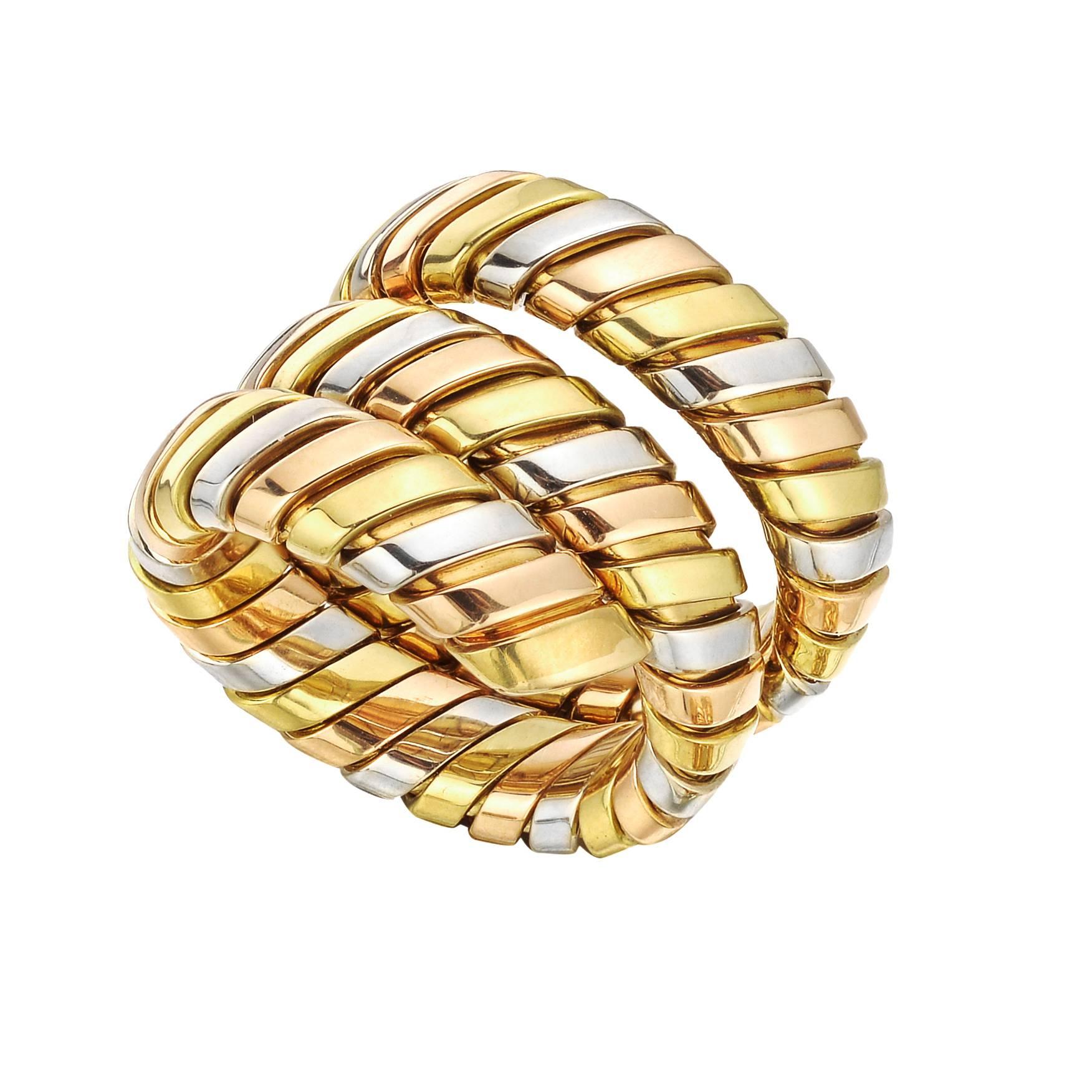 Bulgari Tricolor Gold Tubogas Ring