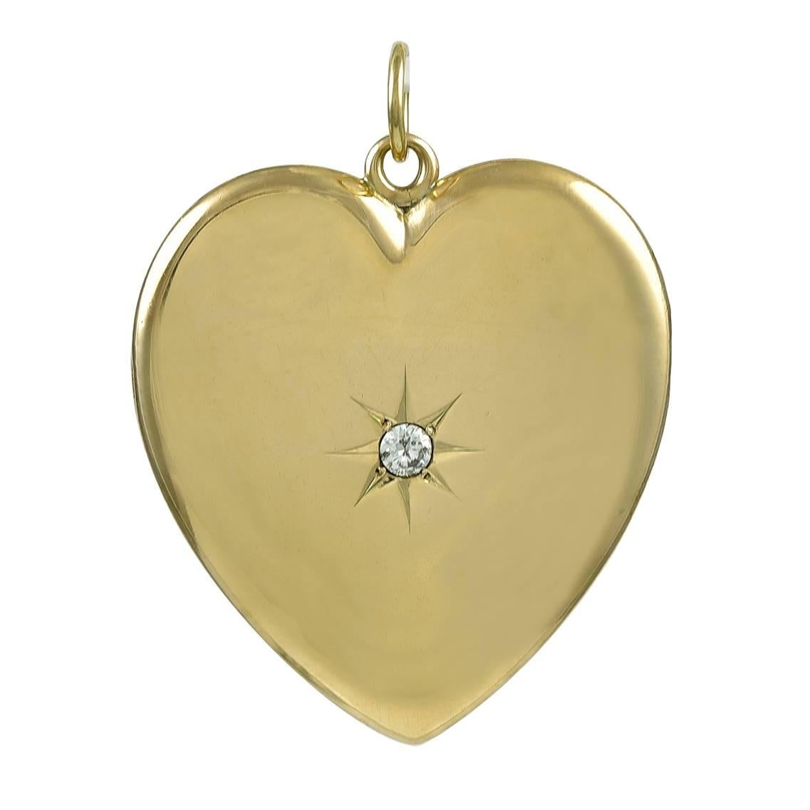 Large Antique Heart Shaped Gold & Diamond Locket