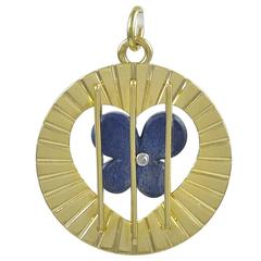 Unusuall "Prisoner of Love" Gold & Lapis Charm 7