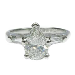 1.02 Carat Pear Shaped Diamond Platinum Engagement Ring 9