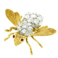 Herbert Rosenthal Diamond Set Bee Pin in Gold 10