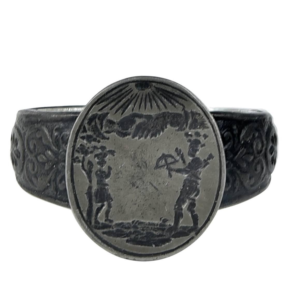 Early 19th Century Berlin Iron Steel Ring Celebrating William Tell