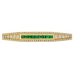 Emerald and Diamond Bar Pin