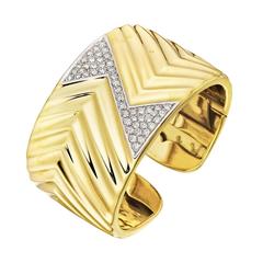 Diamond Gold Chevron Cuff Bracelet