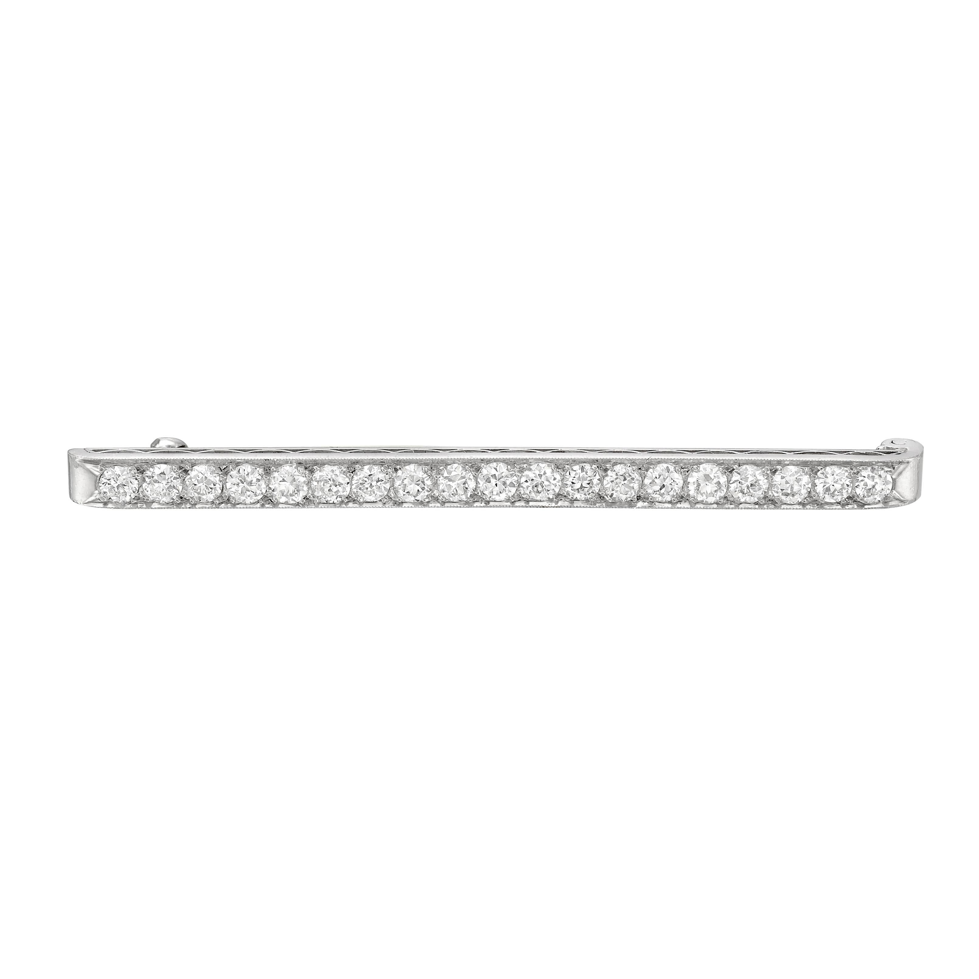 Tiffany & Co. Antique Diamond Platinum Bar Pin