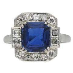 1935 Art Deco sapphire diamond platinum ring 10