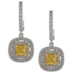 1.26 Carat Fancy Color Diamond Earrings 10