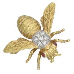 Gold and Diamond Bee Pin