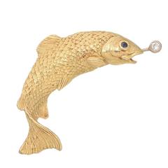 Tiffany & Co. Gold and Diamond Trout Pin