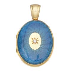 Vintage Charles Green Gold and Enamel Locket Pendant