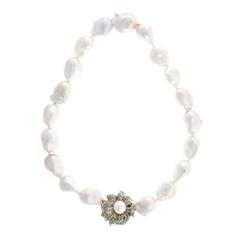 Peter Suchy Large Baroque Chinese Cultured Pearl Diamond Necklace 9
