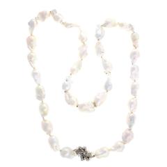Peter Suchy Baroque Chinese Freshwater Pearl Diamond Gold Necklace