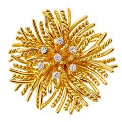 Tiffany & Co. Diamond Gold Anemone Pin 