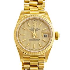 Vintage Rolex Lady's yellow gold President Pin Stripe Dial Wristwatch Ref 69178