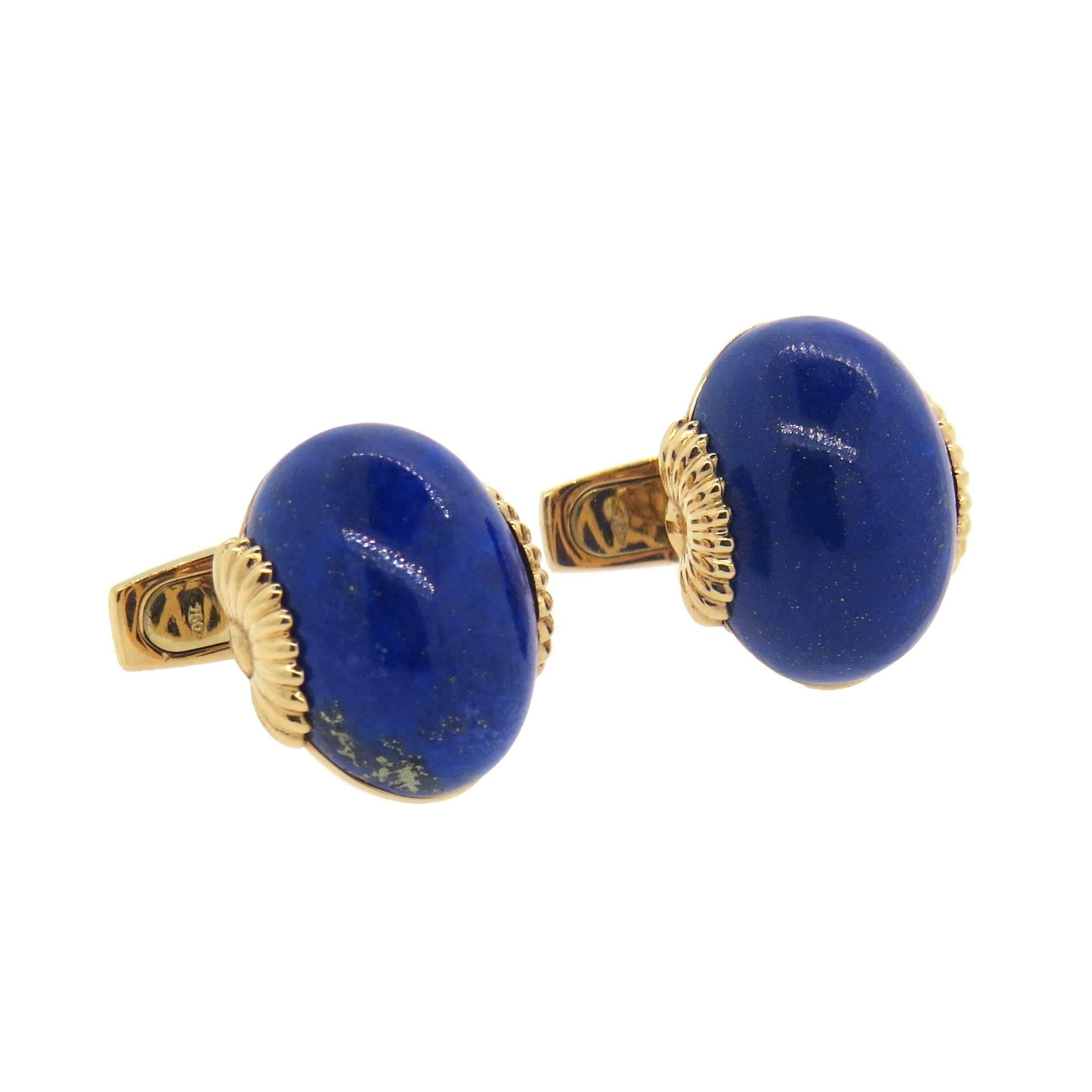 Favero Fine Pair Lapis Lazuli Gold Cufflinks 