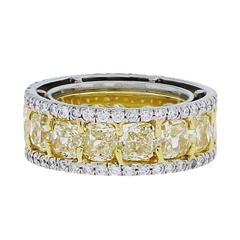 10.71 Carat Fancy Yellow Diamond Gold Platinum Eternity Band