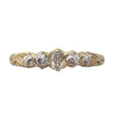 0.66Ct Diamond & 18k Yellow Gold Five Stone Ring - Antique 1911 4