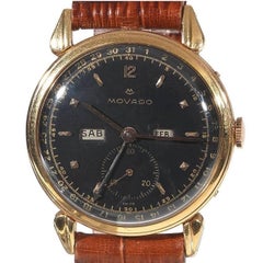 Vintage Movado rose Gold Calendograph Triple-Date Calendar Wristwatch Ref 4864