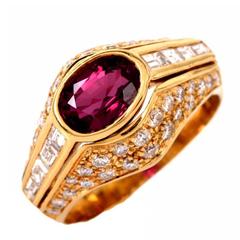 Diamond Ruby Gold Cocktail Ring