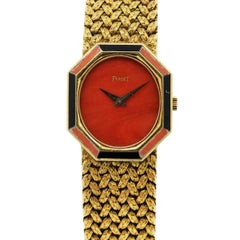 Piaget Damen Gelbgold Korallen Onyx Armbanduhr