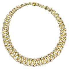 Impressive Buccellati two color Gold Woven Necklace