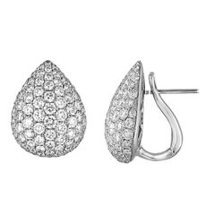 4.87 Carats Diamond Pave Gold Tear Drop Earrings