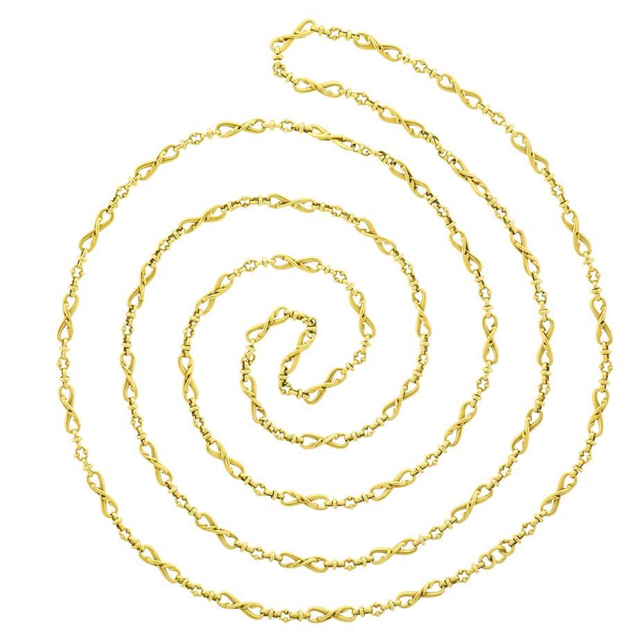 Victorian 60 inch Long Gold Chain Necklace