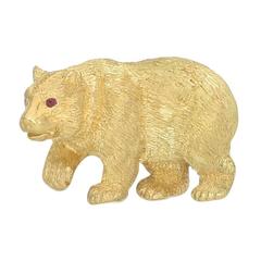 Ruby Gold Bear Pin