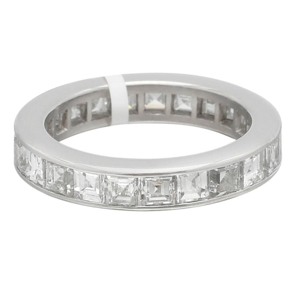 Square-Cut Diamond platinum Eternity Band ring