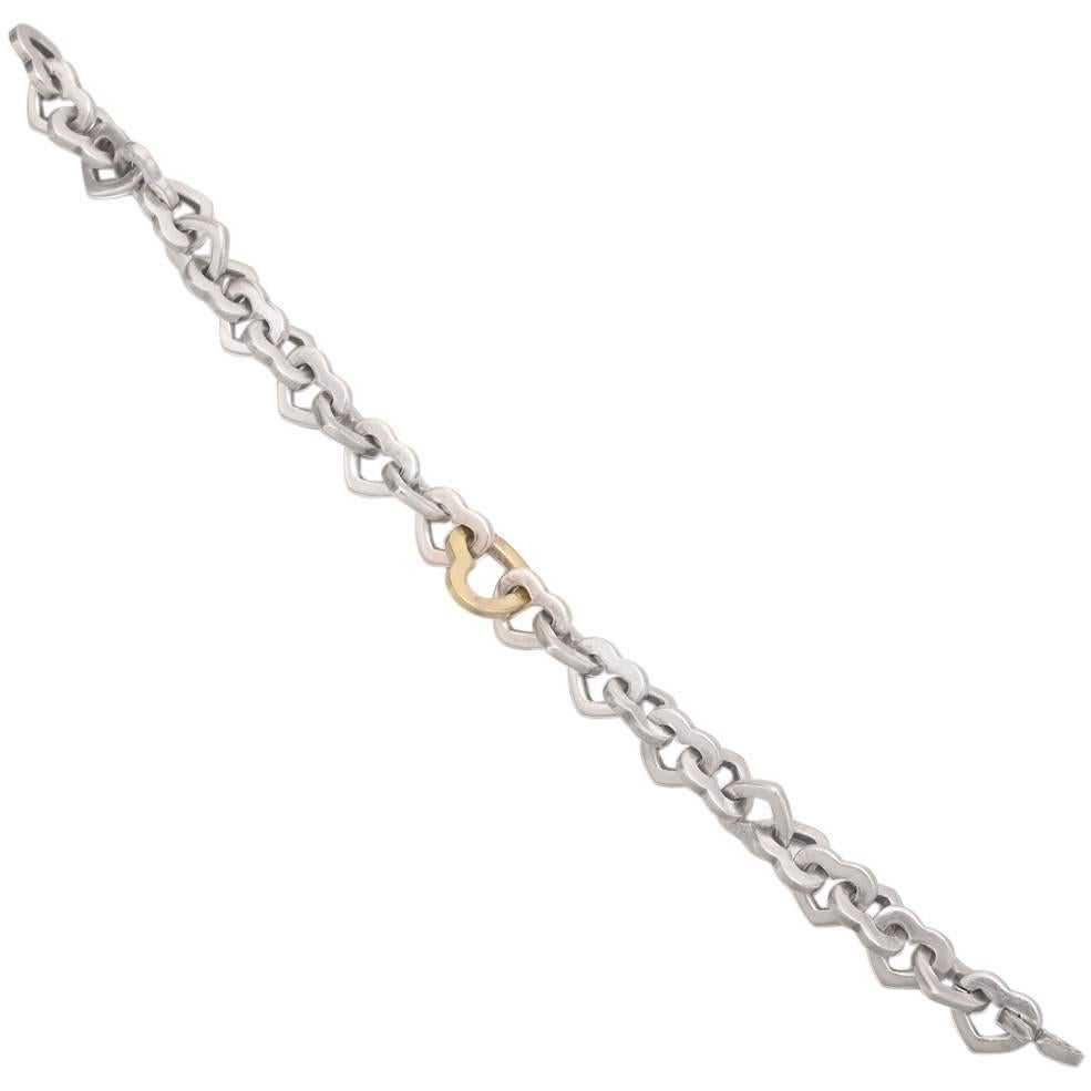 Tiffany 
Co. Silver Gold Heart Link Bracelet