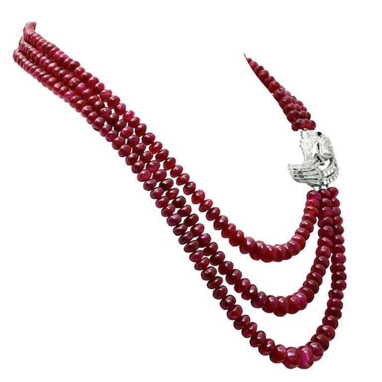 Important Burma No Heat Ruby Beads Necklace at 1stDibs | burmese ruby ...