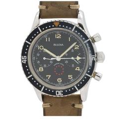 Retro Bulova Stainless Steel Marine Star Type XX Chronograph Wristwatch circa 1970s