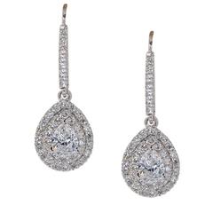 Pear Shaped Diamond Gold Drop Earrings