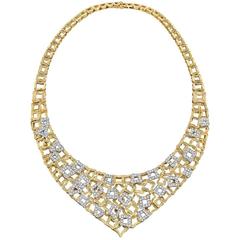 Diamond Gold Bib Collar Necklace