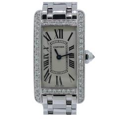 Cartier Lady's white gold Tank Americaine Diamond Bezel wristwatch Ref WB7073L1