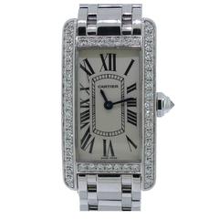 Cartier Lady
s white gold Tank Americaine Diamond Bezel wristwatch Ref WB7073L1