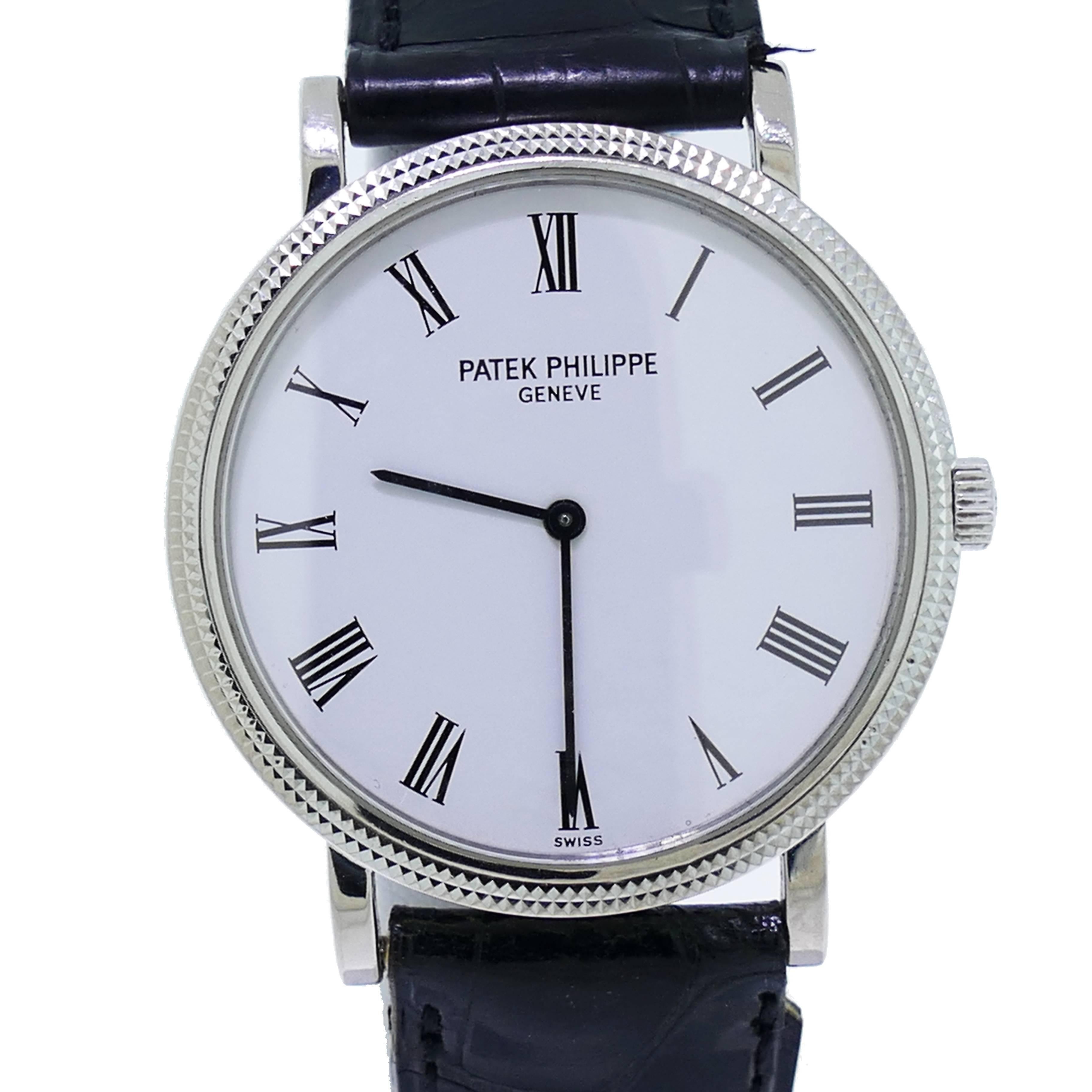 Patek Philippe White Gold Calatrava Hobnail Bezel Wristwatch Ref 5120