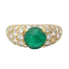 Emerald Diamond gold Dome Ring